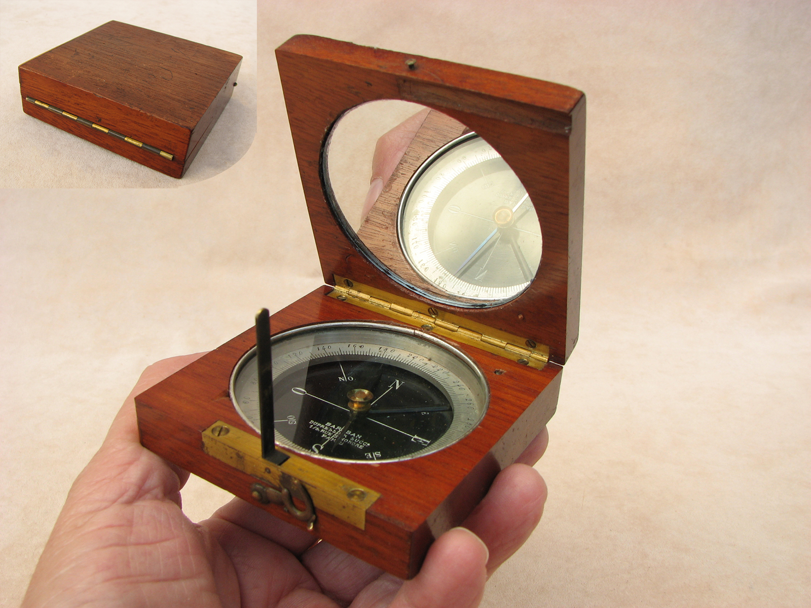 19th century French pocket compass signed BARABAN, DUPRESSOIR SUCCr, PARIS